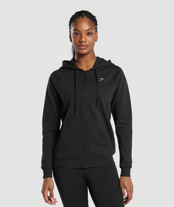 Gymshark Training Fleece Zip Hoodie Hoodie Dam Svarta | 270ATJLDY