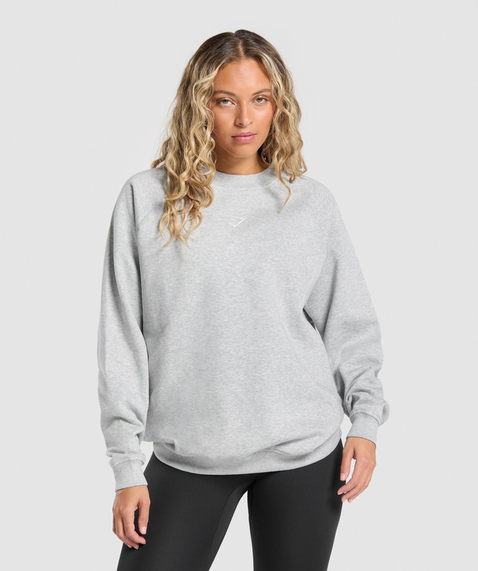 Gymshark Training Oversized Fleece Sweatshirt Tröjor Dam Ljusgrå | 463JPMEKO