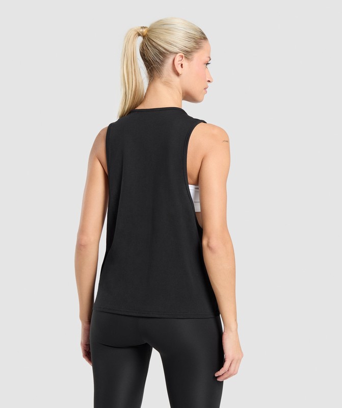 Gymshark Training Regular Length Drop Arm Tank Linne Dam Svarta | 681DJYWPK