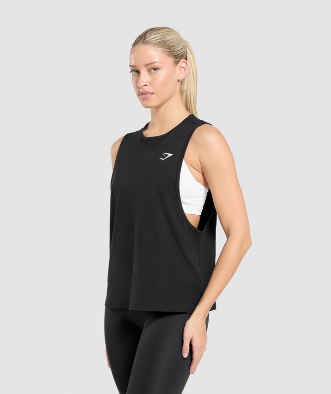 Gymshark Training Regular Length Drop Arm Tank Linne Dam Svarta | 681DJYWPK
