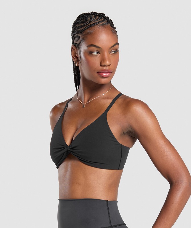 Gymshark Twist Front Bralette Braletter Dam Svarta | 586BDNZPK