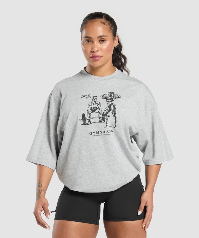 Gymshark Two Strong Women Oversized T-Shirt T-Shirt Dam Ljusgrå | 749MIJORK