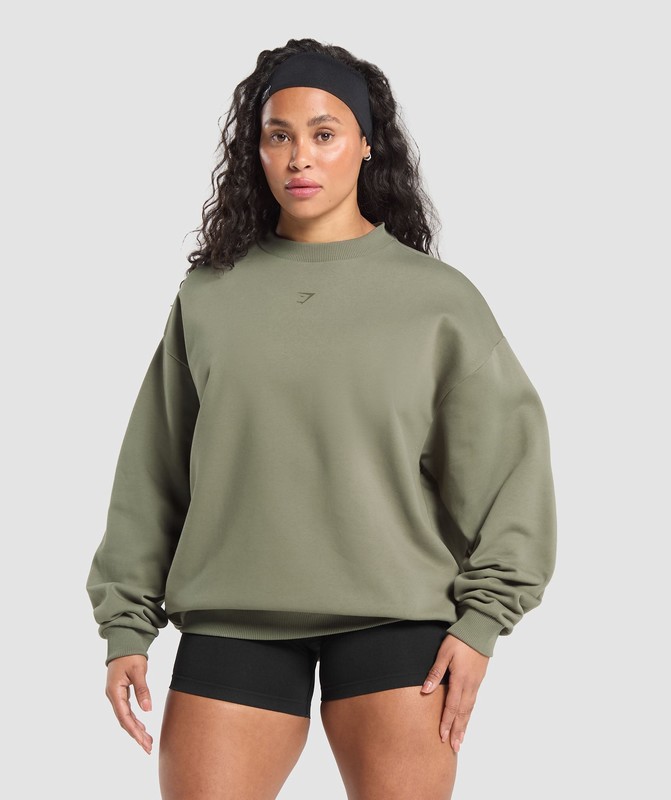 Gymshark Two Strong Women Sweatshirt Tröjor Dam Gröna | 649NRVWXH