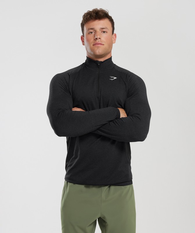 Gymshark Vital 1/4 Zip Pullover Pullover Herr Svarta Grå | 643GVAQFR