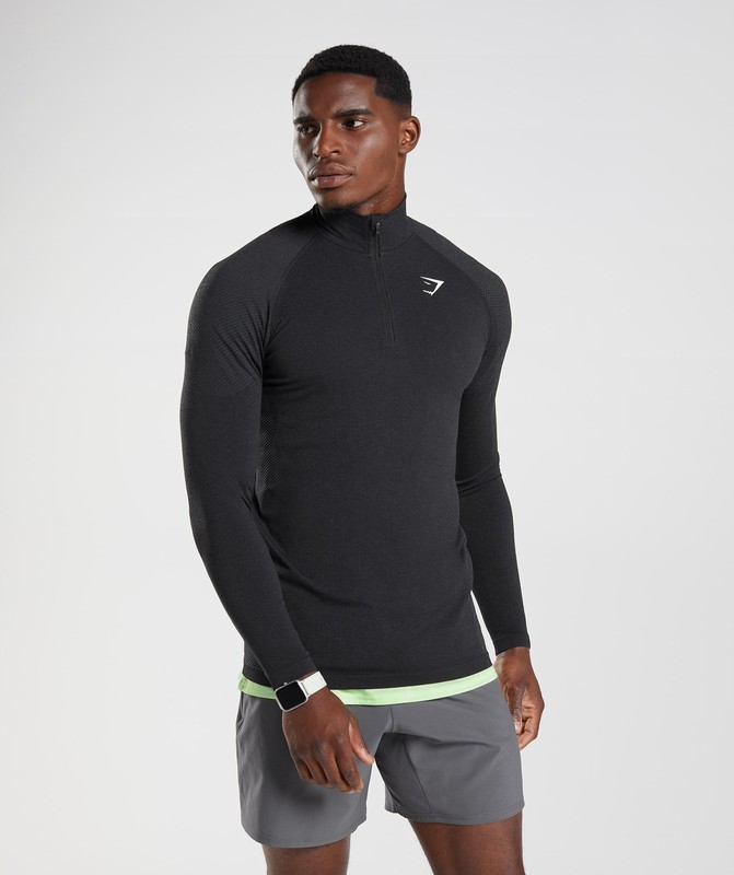 Gymshark Vital Seamless 1/4 Zip Pullover Herr Svarta Grå | 174VAGRMY