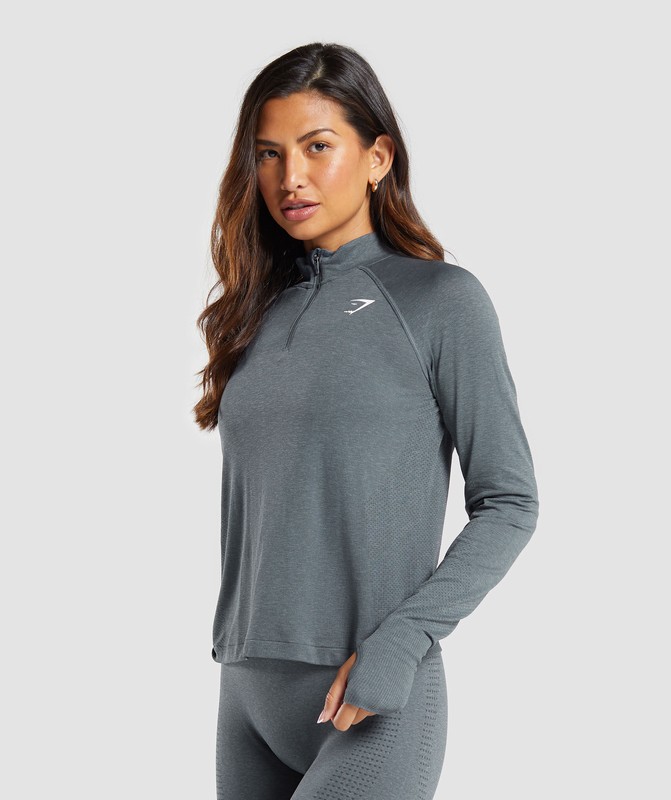Gymshark Vital Seamless 1/4 Zip Pullover Pullover Dam Grå | 284YRFKBG