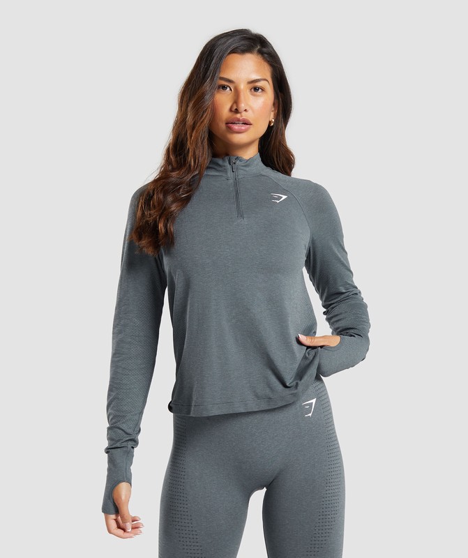 Gymshark Vital Seamless 1/4 Zip Pullover Pullover Dam Grå | 284YRFKBG