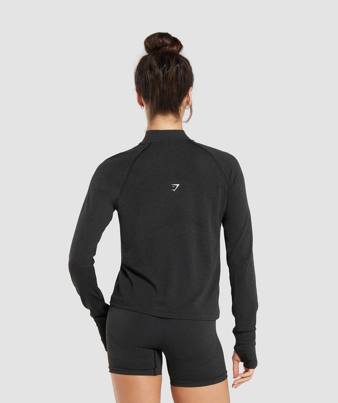Gymshark Vital Seamless 2.0 1/4 Zip Pullover Pullover Dam Svarta | 012UQMPCI