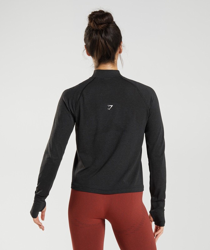 Gymshark Vital Seamless 2.0 1/4 Zip Pullover Dam Svarta | 603PDEVJY