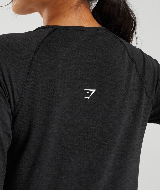 Gymshark Vital Seamless 2.0 Light Long Sleeve Top Top Dam Svarta | 784SIENMG