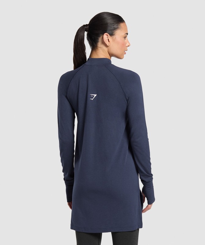 Gymshark Vital Seamless 2.0 Long Line Top Top Dam Blå | 804LAFQYR