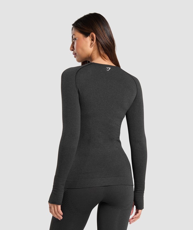 Gymshark Vital Seamless 2.0 Long Sleeve Top Top Dam Svarta | 135PGBWSY