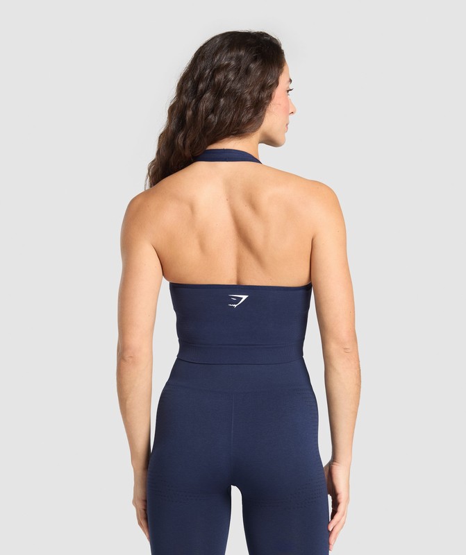 Gymshark Vital Seamless Halter Neck Tank Linne Dam Blå | 481ALYUFG