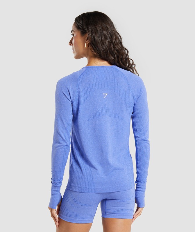 Gymshark Vital Seamless Light Long Sleeve Top Top Dam Blå | 409OFTQLU