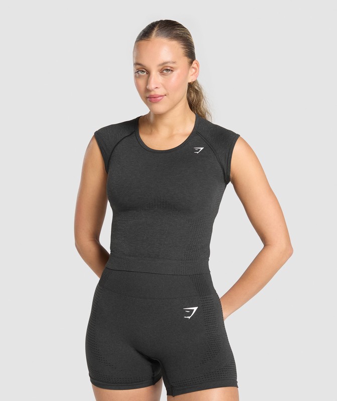 Gymshark Vital Seamless Scoop Neck Top Top Dam Svarta | 930VMHXLQ