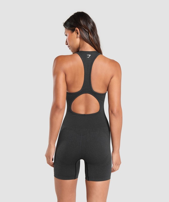 Gymshark Vital Seamless Short Bodysuit Body Dam Svarta | 809QUHNYP