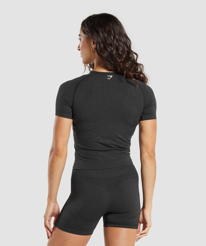 Gymshark Vital Seamless Tight T-Shirt T-Shirt Dam Svarta | 429GPIZLU