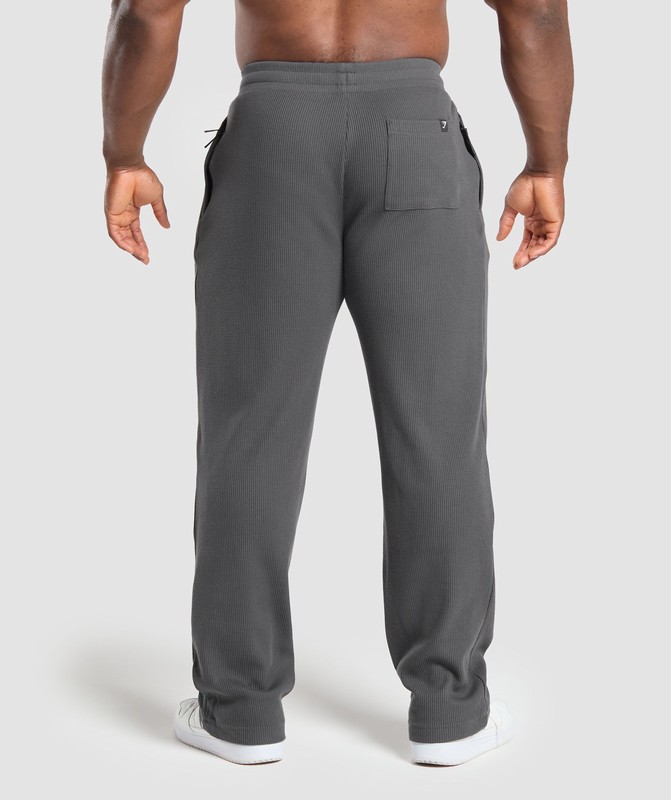 Gymshark Waffle Straight Leg Joggers Joggingbyxor Herr Grå | 970OYIGBK