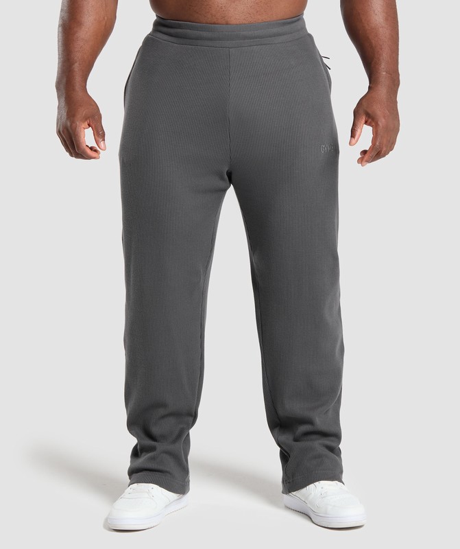 Gymshark Waffle Straight Leg Joggers Joggingbyxor Herr Grå | 970OYIGBK