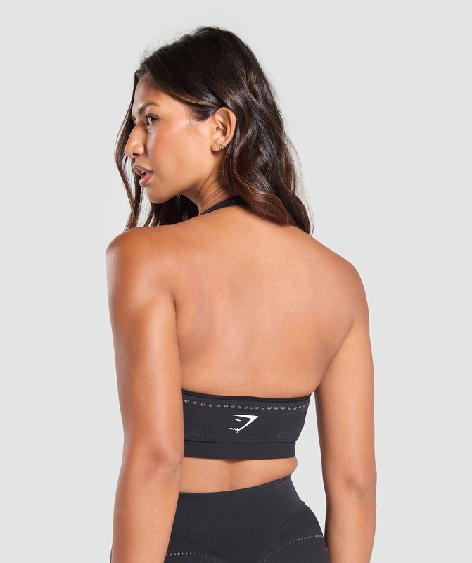 Gymshark Warp Knit Seamless Halter Neck Bralette Braletter Dam Svarta Bruna | 359KGRQZJ