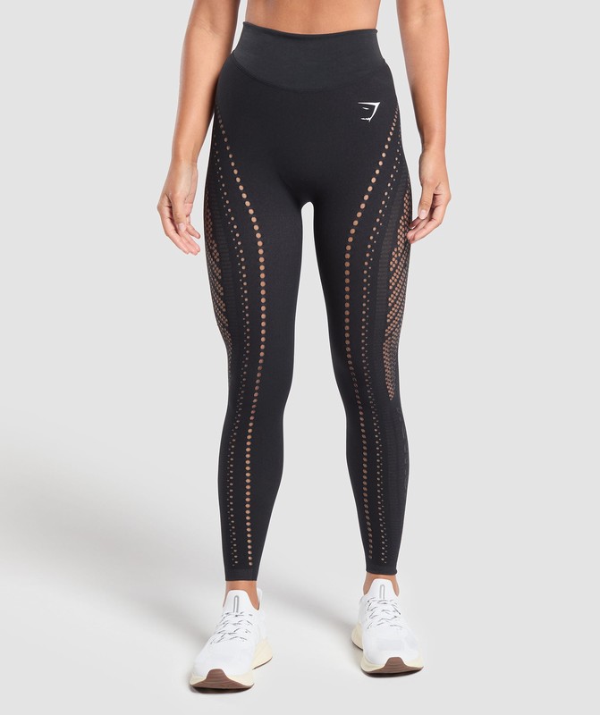 Gymshark Warp Knit Seamless Tights Leggings Dam Svarta Bruna | 796UEJBYR