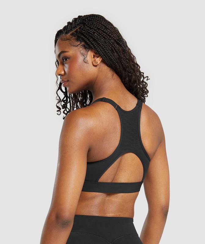 Gymshark Wrap Sports Bra Sport BH Dam Svarta | 936HQKNGP