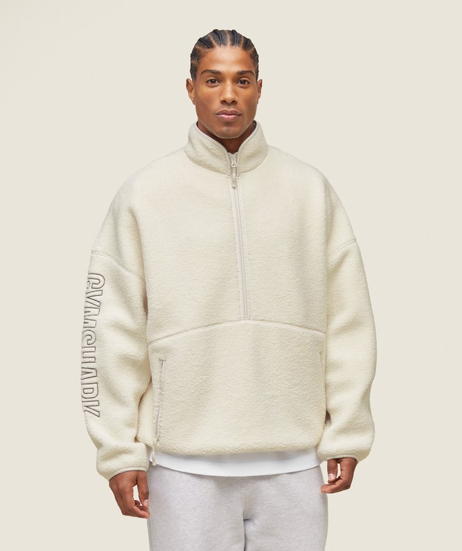 Gymshark everywear Half Zip Sherpa Jacket Jacka Herr Vita | 016RYNKZD