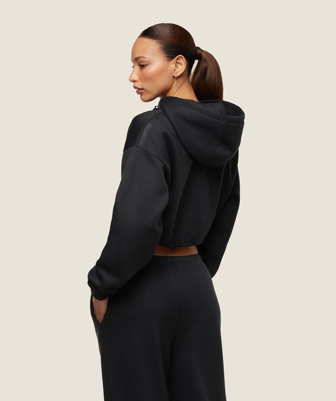 Gymshark everywear Tech Cropped Hoodie Hoodie Dam Svarta | 428HTQWRS