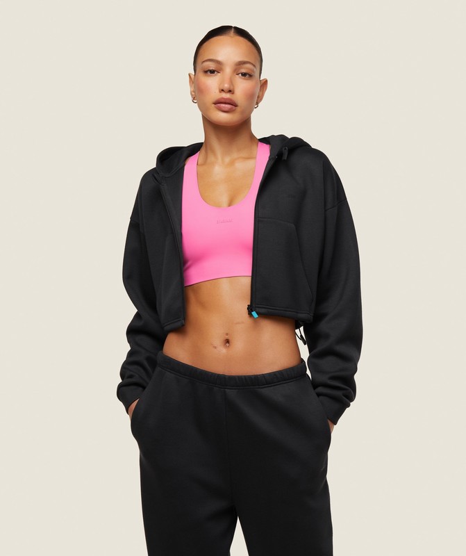 Gymshark everywear Tech Cropped Hoodie Hoodie Dam Svarta | 428HTQWRS