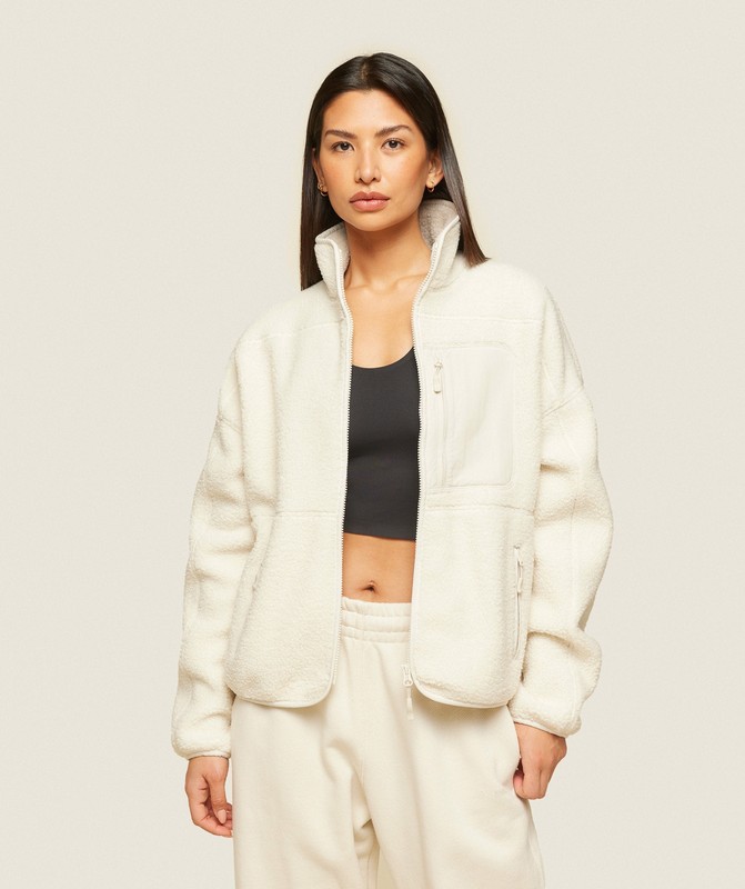 Gymshark everywear Zip Up Sherpa Jacket Jacka Dam Vita | 342SAWFKR